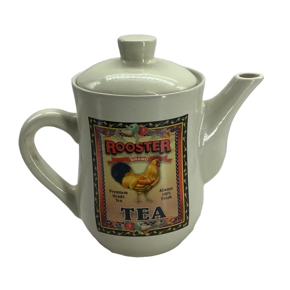 Vintage Rooster Brand‎ Bay Island Inc. Tea Pot Lid Ceramic 6"x7" Country Kitchen
